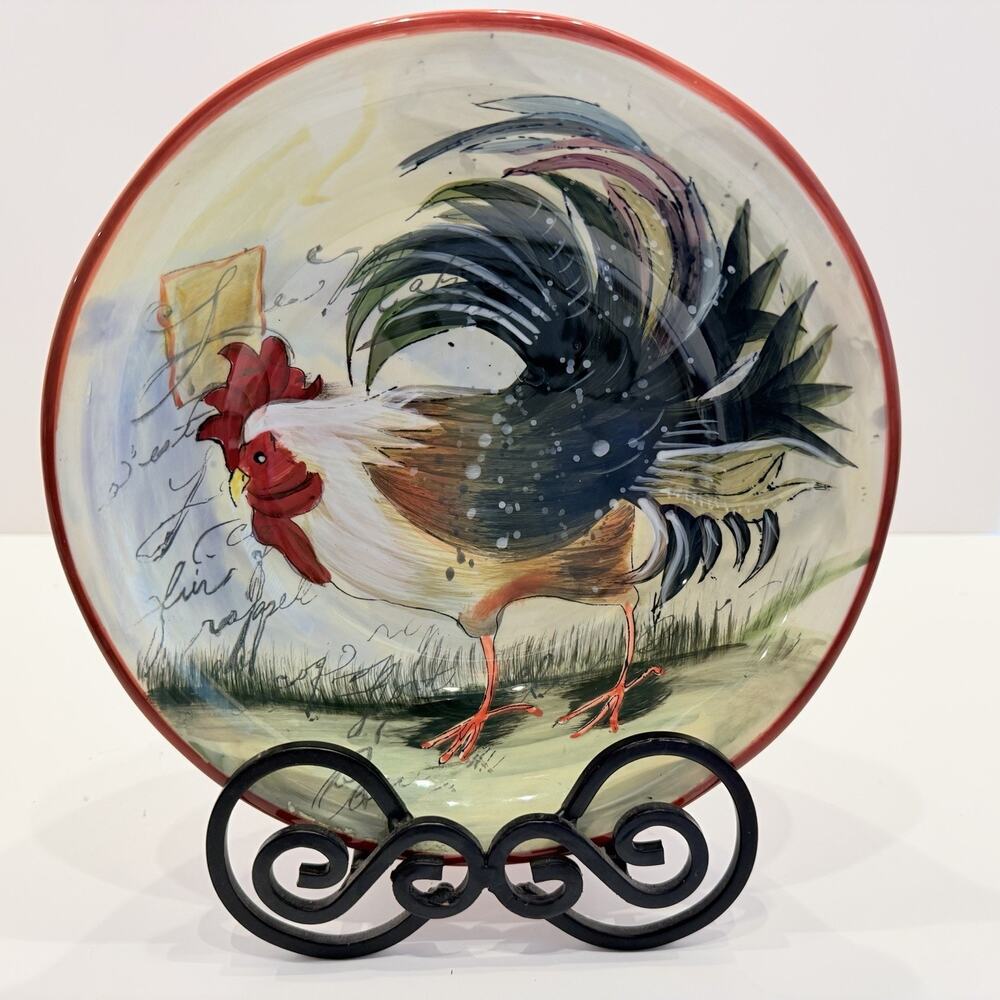 Certified International Le Rooster Susan Winget 8 1/2” Soup Bowl Set Of 4 - Picture 4 of 8